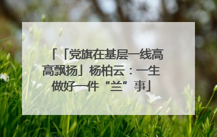 「党旗在基层一线高高飘扬」杨柏云：一生做好一件“兰”事