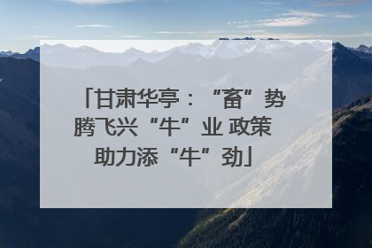 甘肃华亭：“畜”势腾飞兴“牛”业 政策助力添“牛”劲