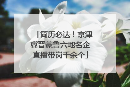 简历必达！京津冀晋蒙鲁六地名企直播带岗千余个