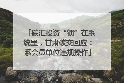 碳汇投资“锁”在系统里，甘肃碳交回应：系会员单位违规操作