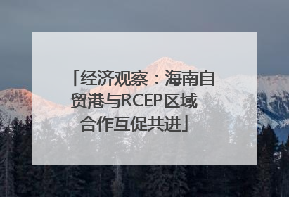 经济观察：海南自贸港与RCEP区域合作互促共进