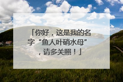 你好，这是我的名字“鱼人叶硝水母”，请多关照！