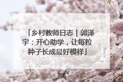 乡村教师日志｜郭泽宇：开心助学，让每粒种子长成最好模样