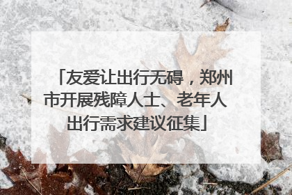 友爱让出行无碍，郑州市开展残障人士、老年人出行需求建议征集