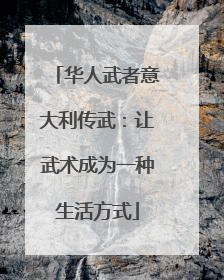 华人武者意大利传武：让武术成为一种生活方式