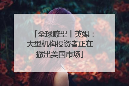 全球瞭望丨英媒：大型机构投资者正在撤出美国市场