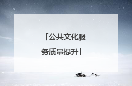 公共文化服务质量提升