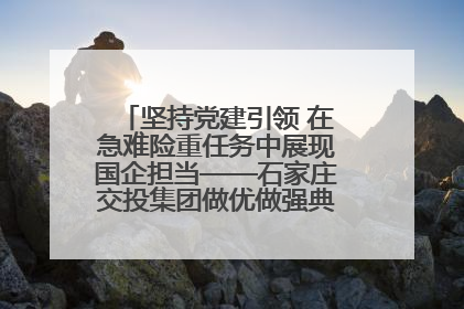 坚持党建引领 在急难险重任务中展现国企担当——石家庄交投集团做优做强典型报道之一