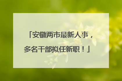 安徽两市最新人事，多名干部拟任新职！
