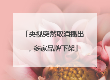 央视突然取消播出，多家品牌下架