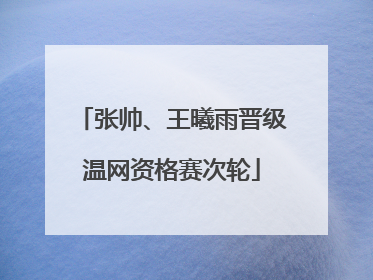 张帅、王曦雨晋级温网资格赛次轮