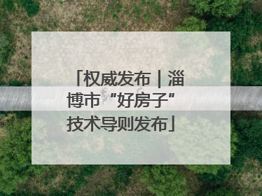 权威发布｜淄博市“好房子”技术导则发布