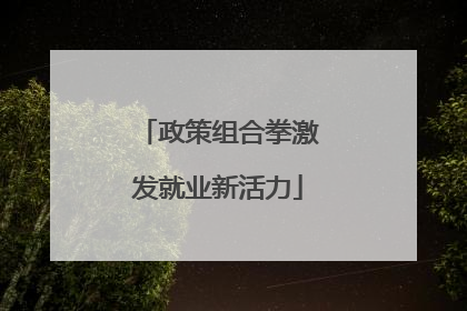 政策组合拳激发就业新活力