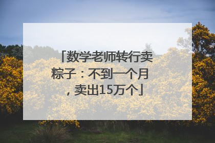 数学老师转行卖粽子：不到一个月，卖出15万个