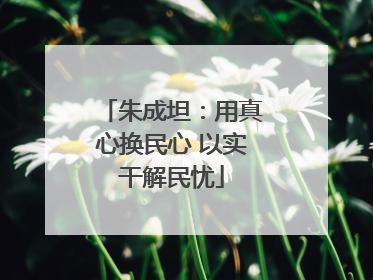 朱成坦：用真心换民心 以实干解民忧