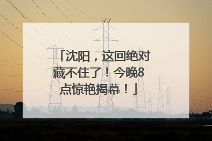 沈阳，这回绝对藏不住了！今晚8点惊艳揭幕！