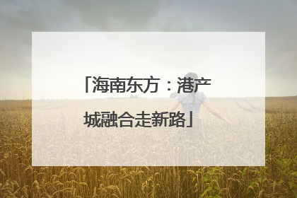 海南东方：港产城融合走新路
