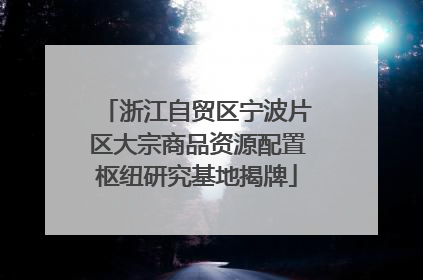 浙江自贸区宁波片区大宗商品资源配置枢纽研究基地揭牌