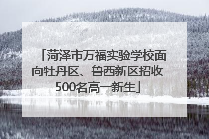 菏泽市万福实验学校面向牡丹区、鲁西新区招收500名高一新生