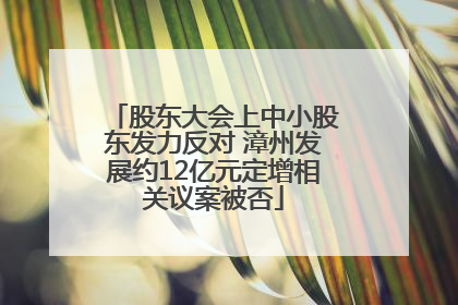 股东大会上中小股东发力反对 漳州发展约12亿元定增相关议案被否