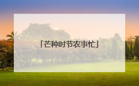 芒种时节农事忙