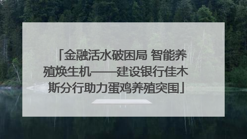 金融活水破困局 智能养殖焕生机——建设银行佳木斯分行助力蛋鸡养殖突围