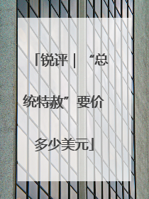 锐评｜“总统特赦”要价多少美元