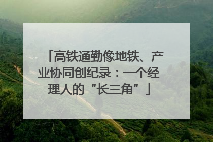 高铁通勤像地铁、产业协同创纪录：一个经理人的“长三角”