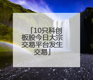 10只科创板股今日大宗交易平台发生交易