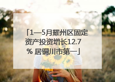 1—5月耀州区固定资产投资增长12.7% 居铜川市第一