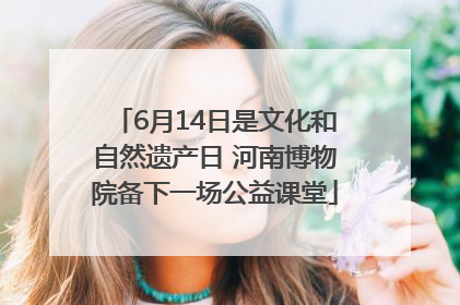 6月14日是文化和自然遗产日 河南博物院备下一场公益课堂